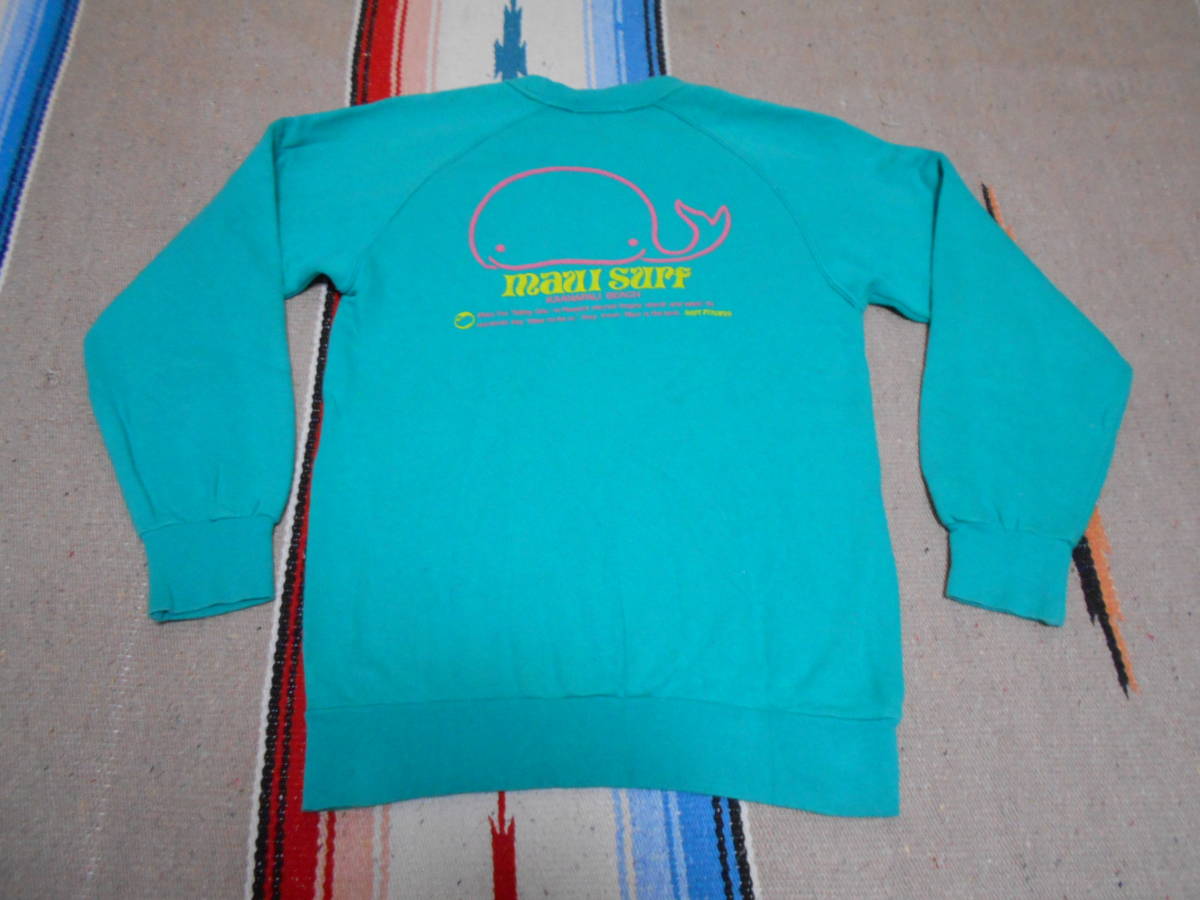 1970年代製 MAUI SURF KAANAPALI BEACH HAWAII ハワイ マウイ島 サーフィン サーファー オールドサーフ トレーナー SURFING SKATEBOARD拍卖