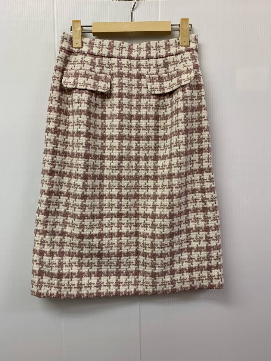 w130★MISCH MASCH タグ付き 千鳥格子膝丈ニットスカート 定価8900円+税 サイズ2・M★冬拍卖