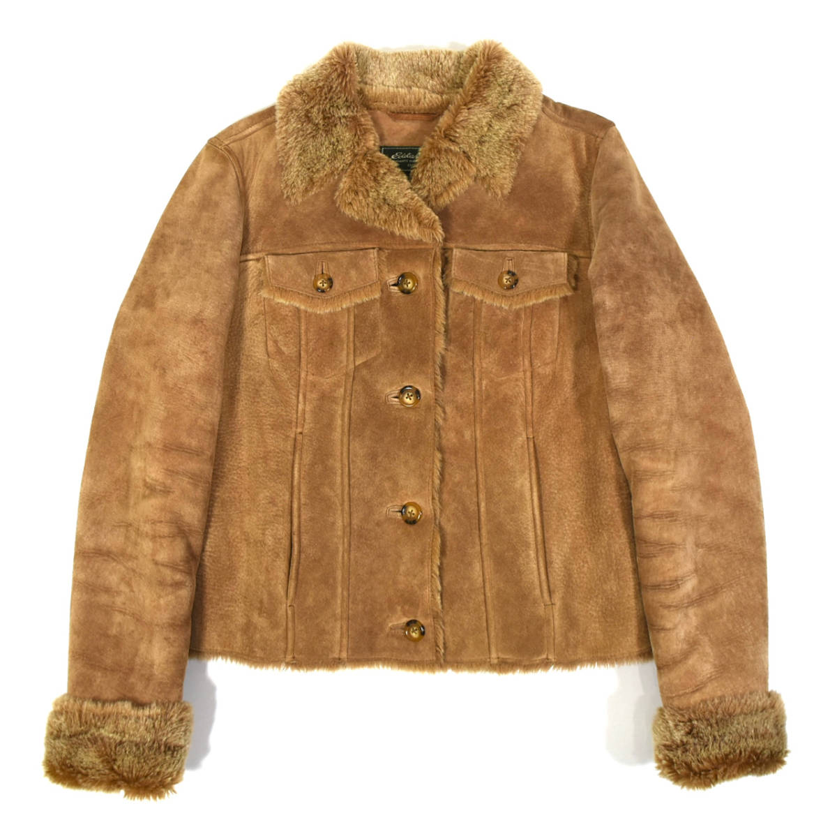Eddie Bauer エディーバウワー レザージャケット ボア XS ライトブラウン 豚革拍卖