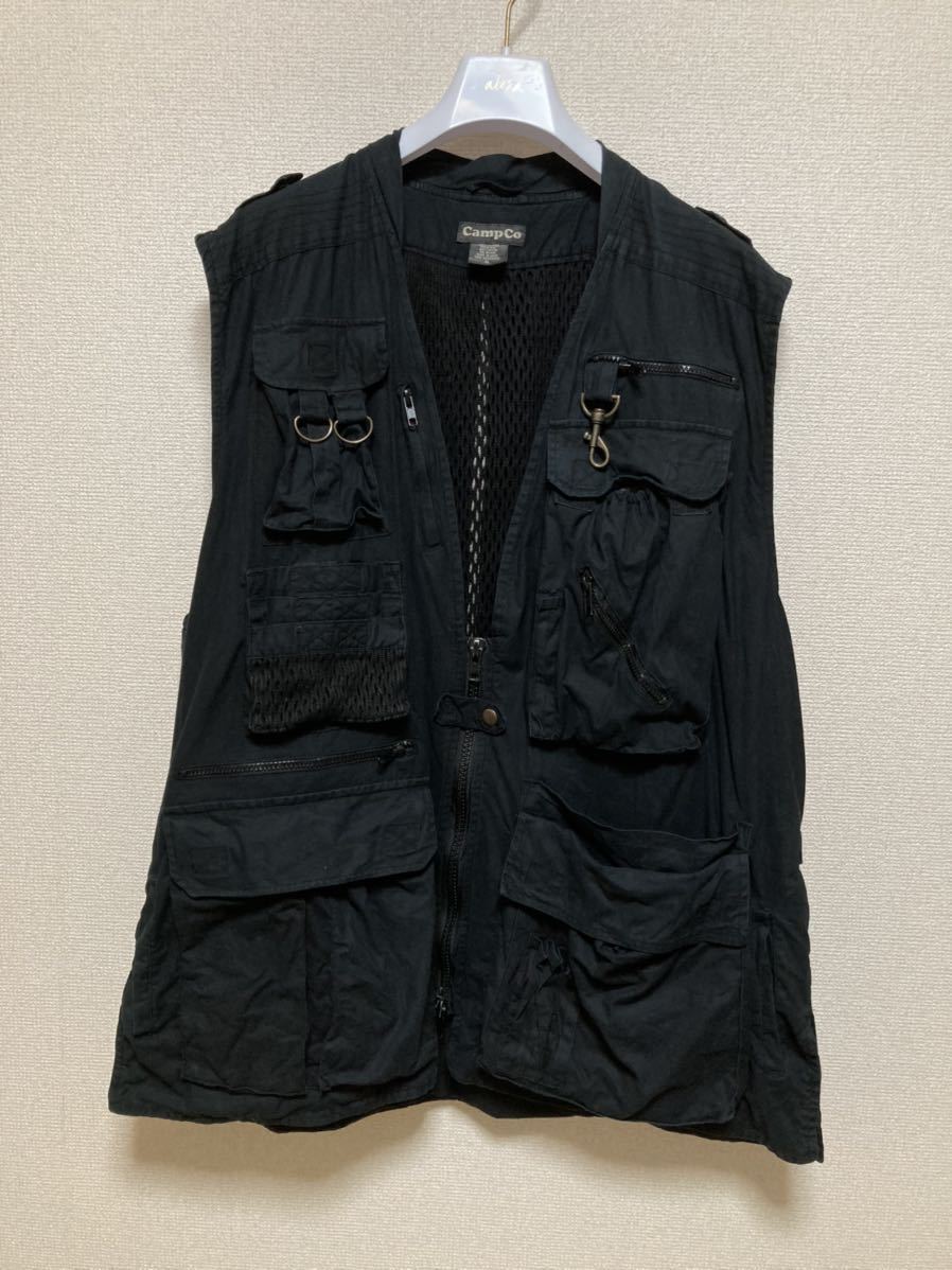 90's USA ヴィンテージ Camp Co ハンティングベスト マルチポケット XL ブラック 黒 USA古着拍卖