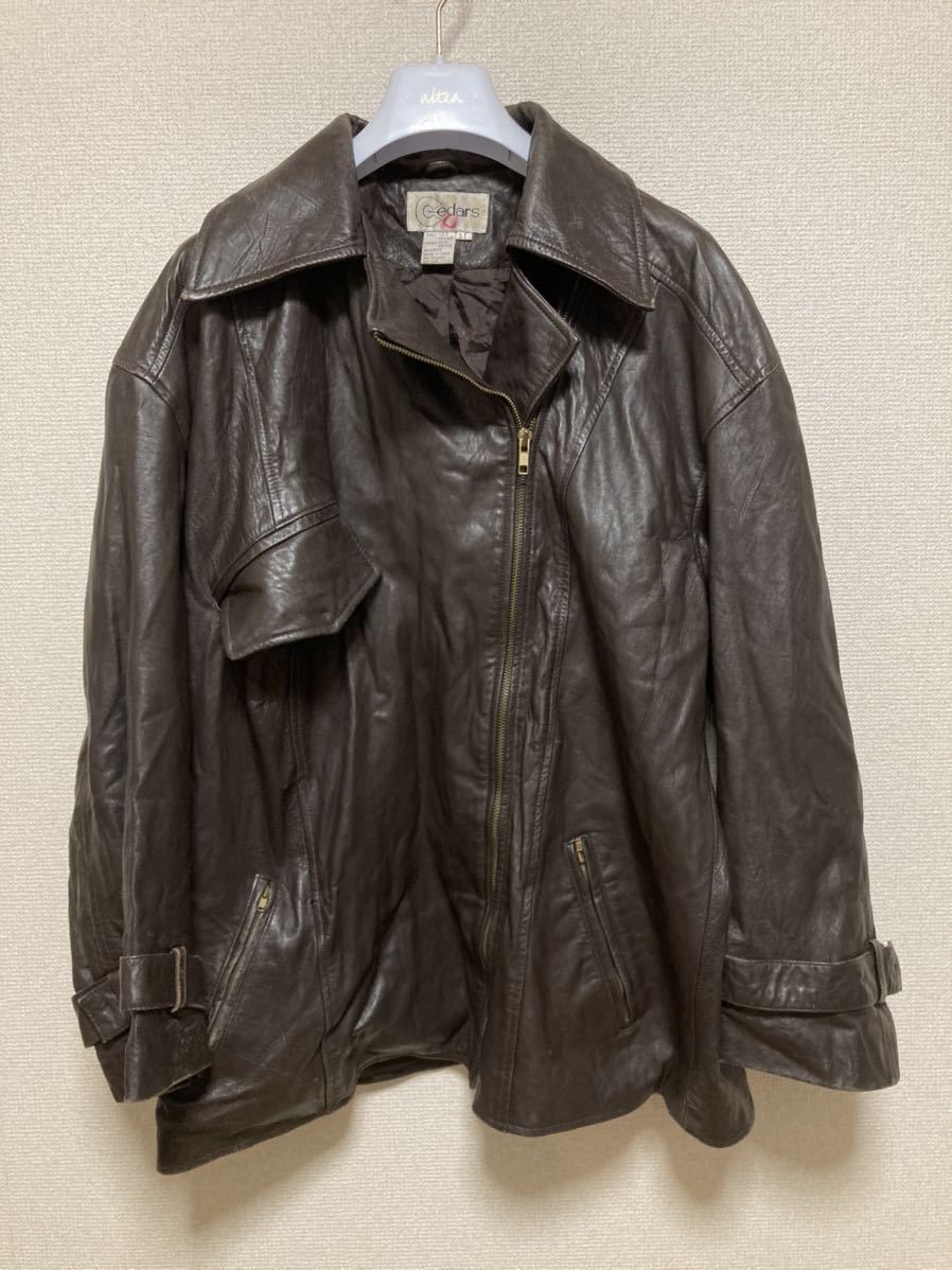 90's ヴィンテージ レザー ライダースジャケット レザージャケット 革ジャン Cedars ブラウン M /USA古着拍卖
