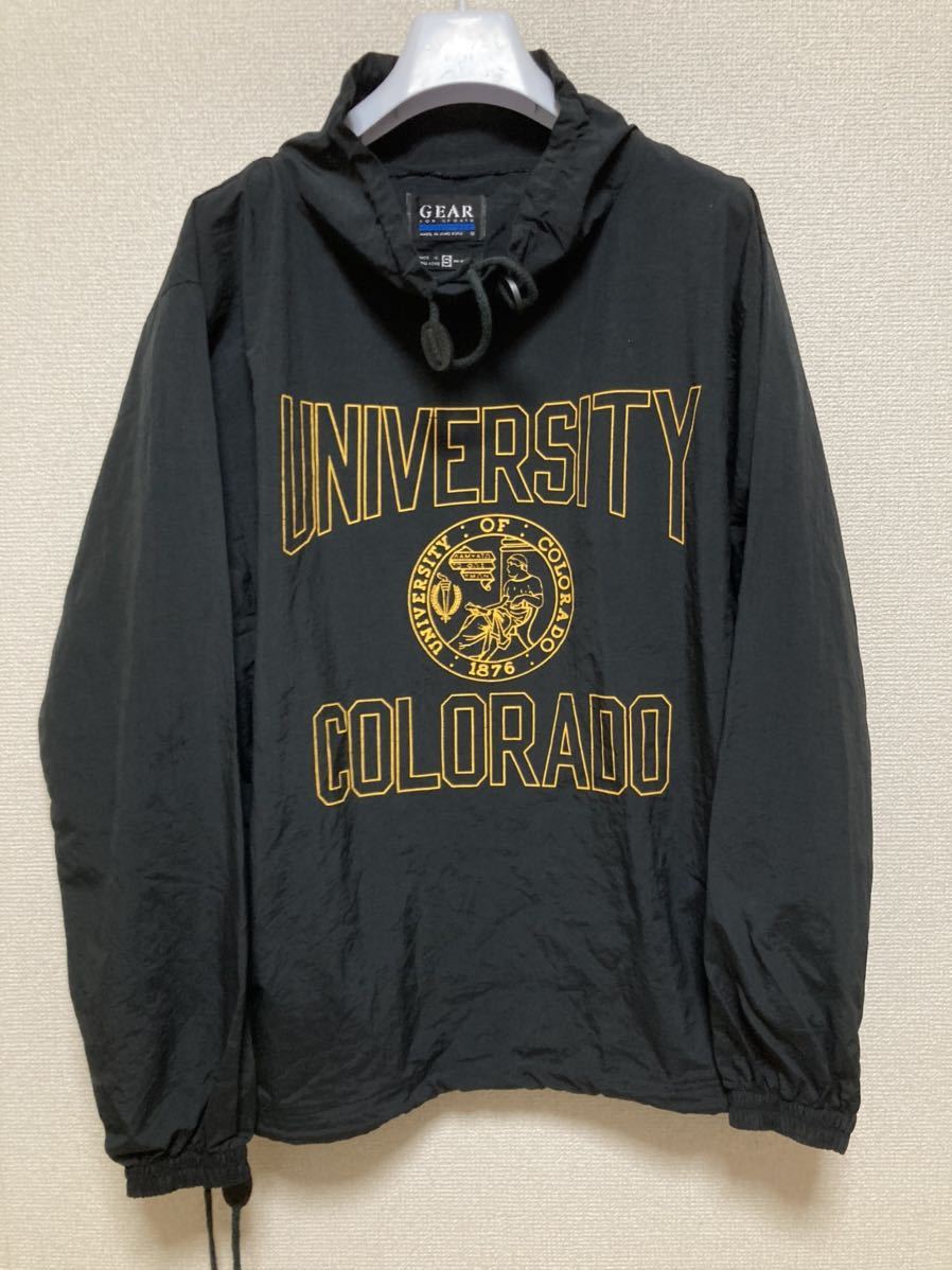 90's ヴィンテージ GEAR FOR SPORTS プルオーバー ナイロン ジャケット UNIVERSITY COLORADO コロラド カレッジ S 黒/アノラック USA古着拍卖