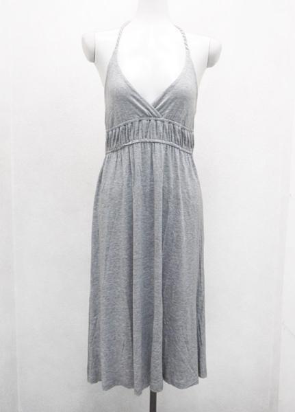 Lani ねじりショルダー紐ワンピース 灰色グレー レディースL / LAラニー女性サマードレスTシャツ拍卖