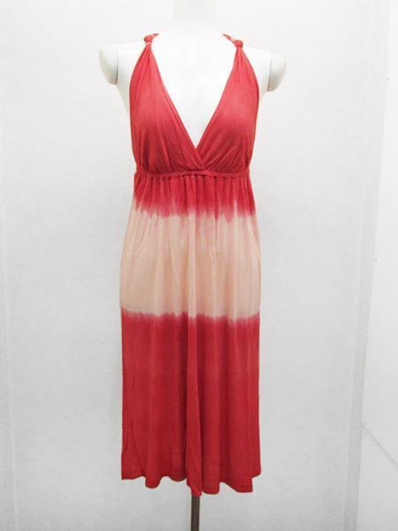 Lani グラデーションサンドレス 赤レッド×桃ピンク レディースS / LAラニー女性サマードレスTシャツ拍卖