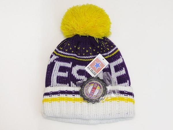 U.SCOLLEGE ワッペン付ぼんぼりニットキャップ 紫パープル / KNITCAP帽子ワッチ拍卖