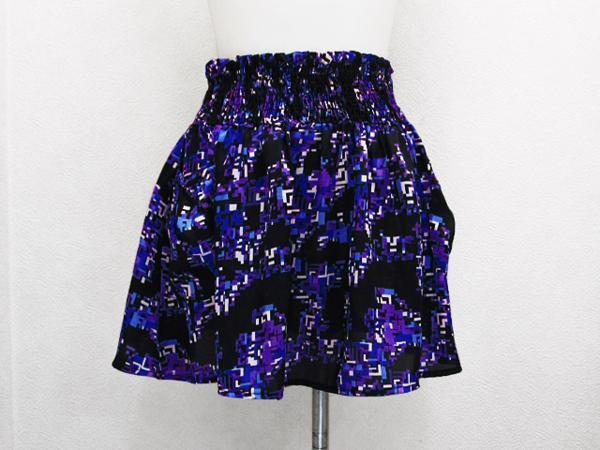 Lani ウエスト ギャザーフレアスカート 黒ブラック青色ブルー レディースL / ラニー女性ハワイ拍卖