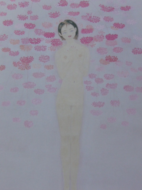 入江酉一郎、【紅しだれ】、希少な額装用画集より、新品額装付、状態良好、送料込み、日本人画家拍卖