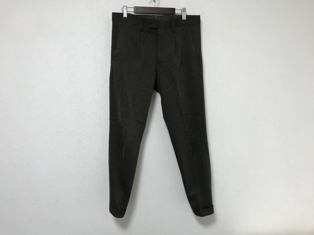 美品本物エディフィスedificeスキニージャージスラックスパンツビジネススーツパーティー旅行トラベル茶ブラウン44Sメンズ拍卖