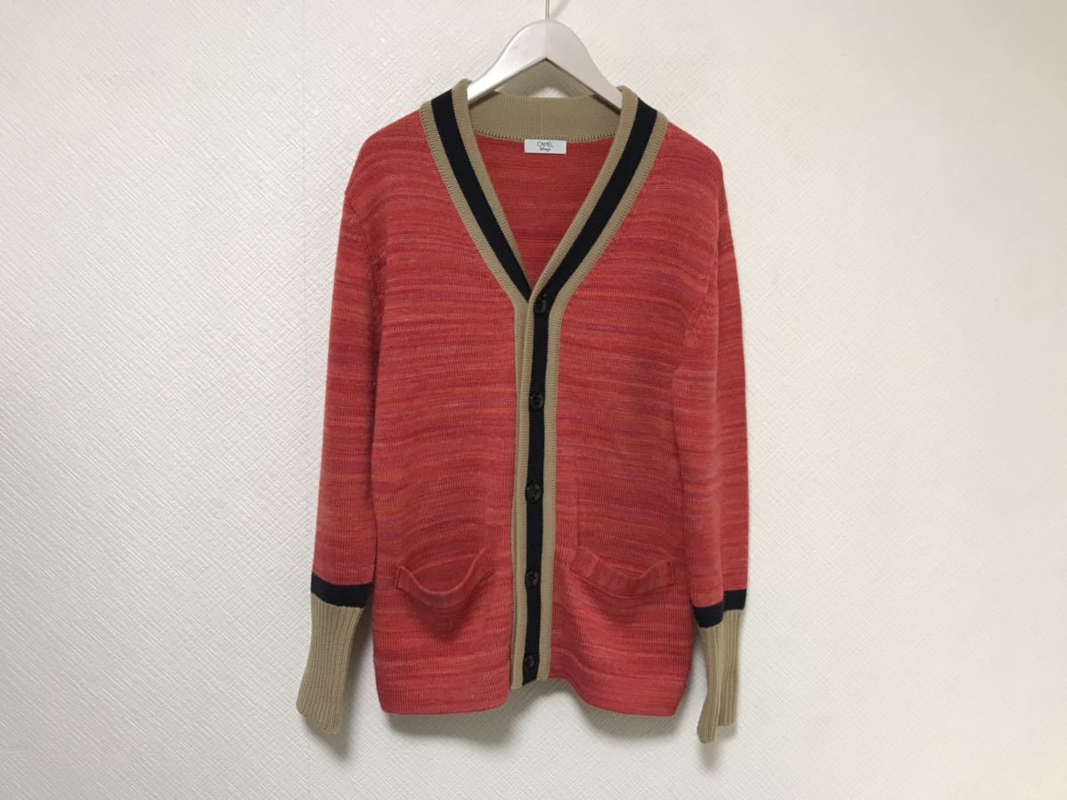 本物キャメルロリンザCAMELlorinzaウールカーディガンビジネススーツメンズピンク柄46Mビジネススーツ日本製拍卖