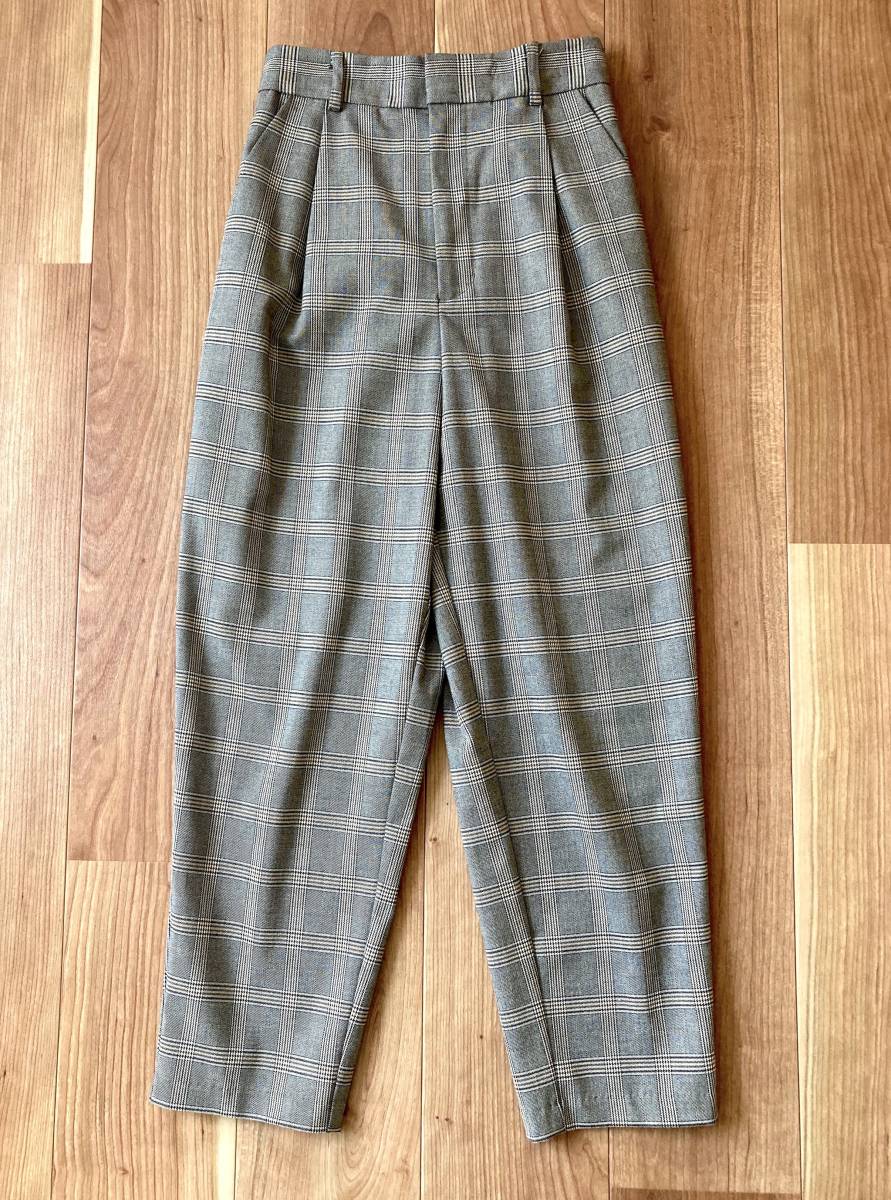 GU チェックテーパードパンツ 股上深め テーパード パンツ ストレッチ拍卖