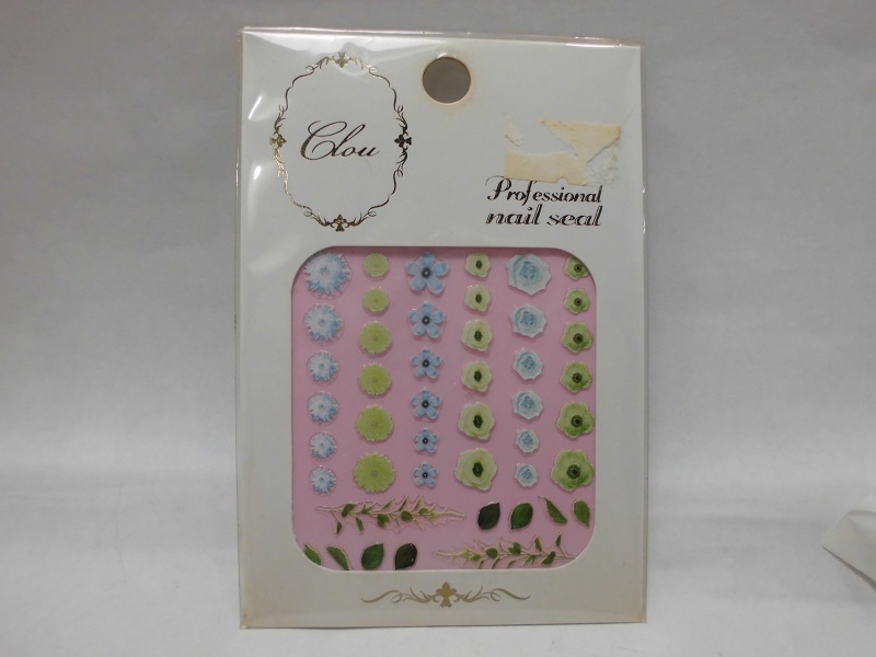 (訳あり) クロウ リアルフラワー ミントブルー ネイルシール拍卖