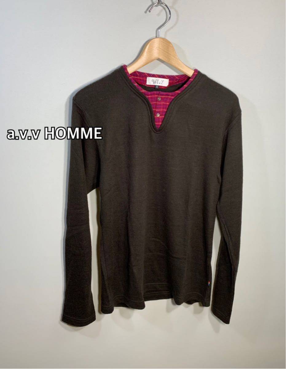 ■a.v.v HOMME■前Vヘンリーネックタイプ長袖 ロングスリーブ:48☆BH-781拍卖