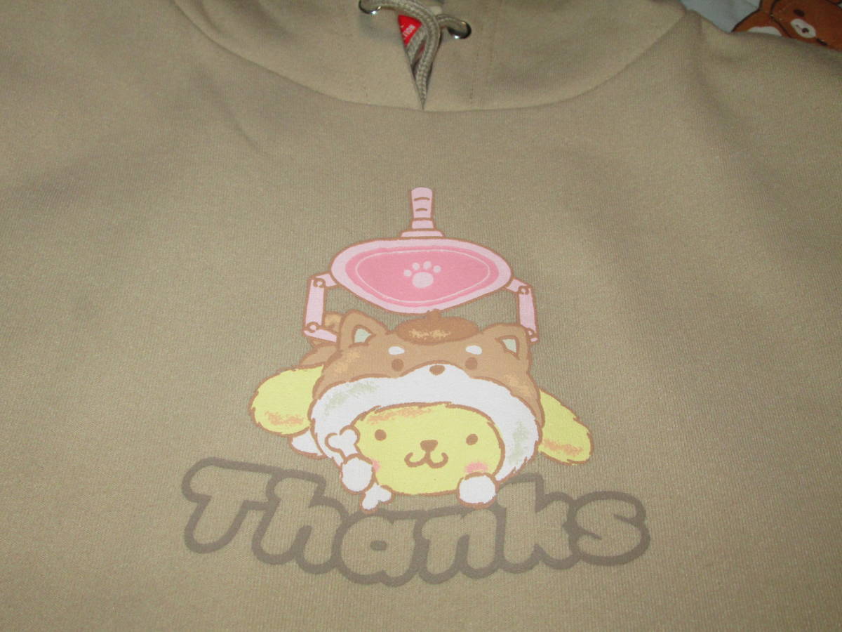 ☆彡新品♪ポムポムプリン裏起毛タイプ フードつきトレーナー 淡茶 M~L☆彡拍卖