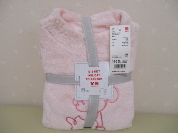 ◆ ユニクロ ◆ ディズニーホリデー フリースセット(長袖)110 ピンク 未使用タグ付き拍卖