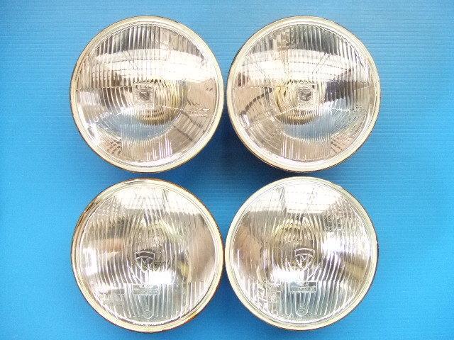 良品 マーシャルライト 丸目4灯 ヘッドライト ロービーム ハイビーム H4バルブ 旧車 145パイ ヘッドランプ 丸形 丸型 MARCHAL 当時物 sub 1拍卖