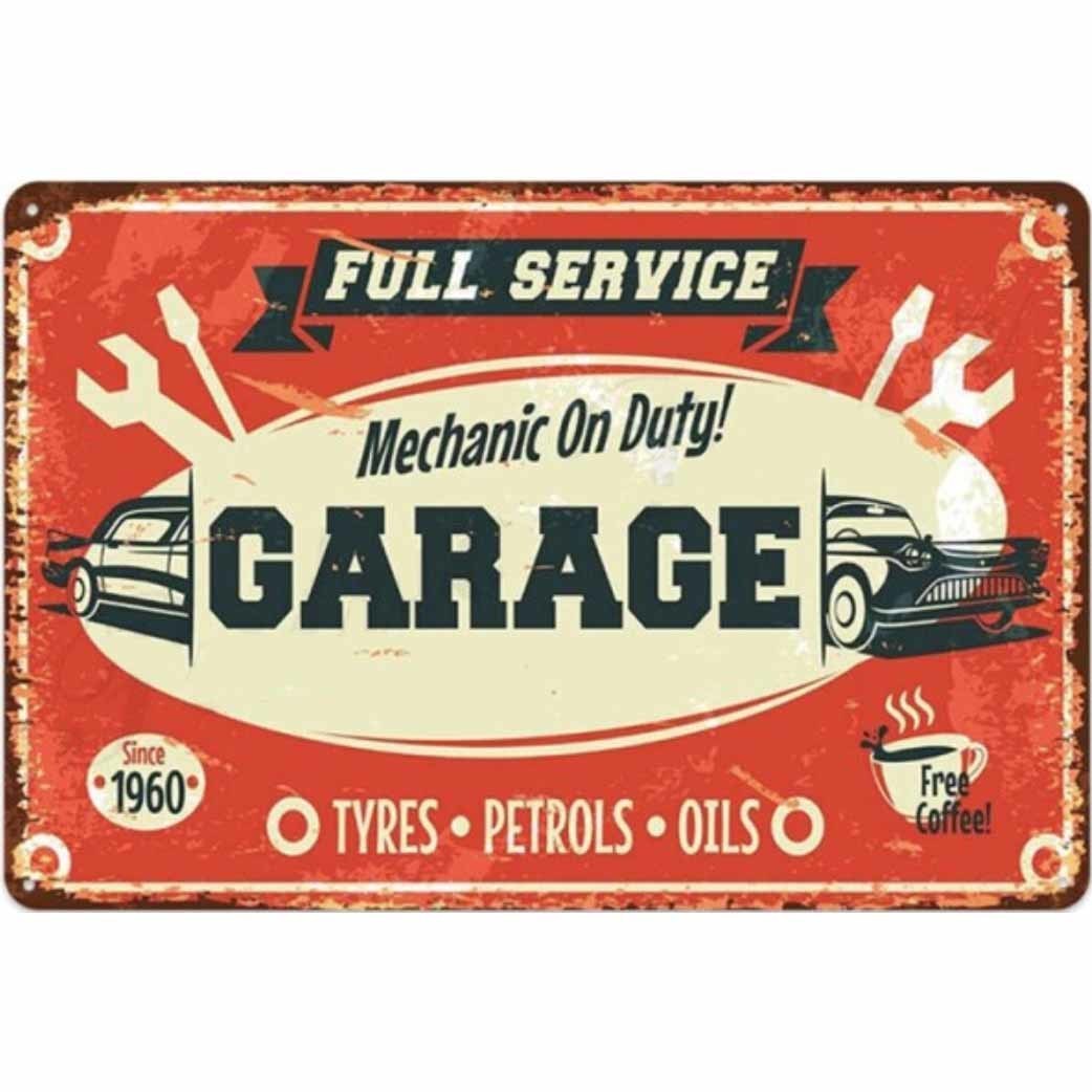 A1578 メタル サイン ブリキ 看板 金属 製 プレート パネル 店 車 バイク 修理 カー 用品 パーツ GARAGE ガレージ 【12】拍卖