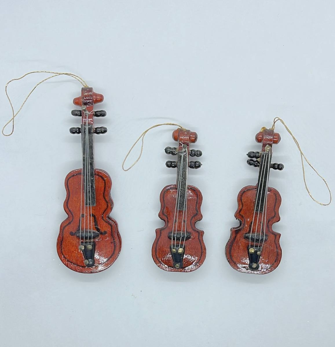 新品 クリスマスツリーオーナメント 木製ヴィオラ1個とバイオリン2個セット 送料込み拍卖