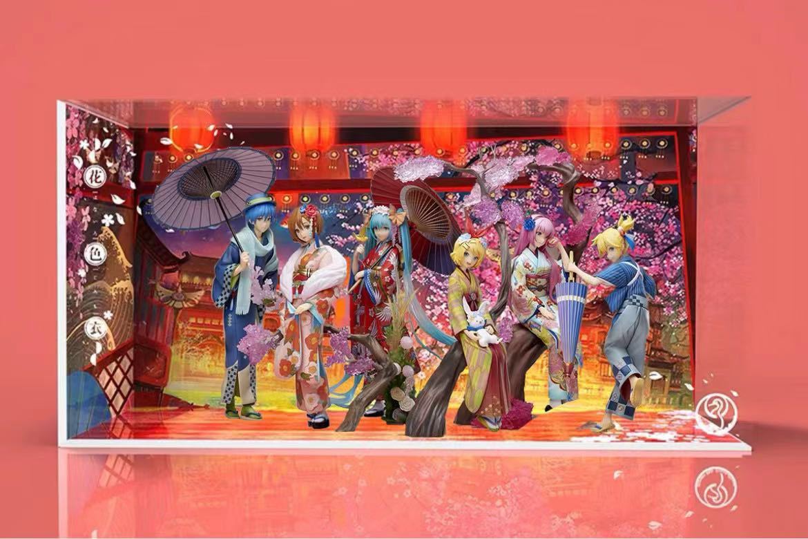 ストロンガー 初音ミク 花色衣 KAITO MEIKO 巡音ルカ 鏡音 レン リン ☆専用☆ フィギュアケース LED 照明 ディスプレイ BOX ショーケース拍卖