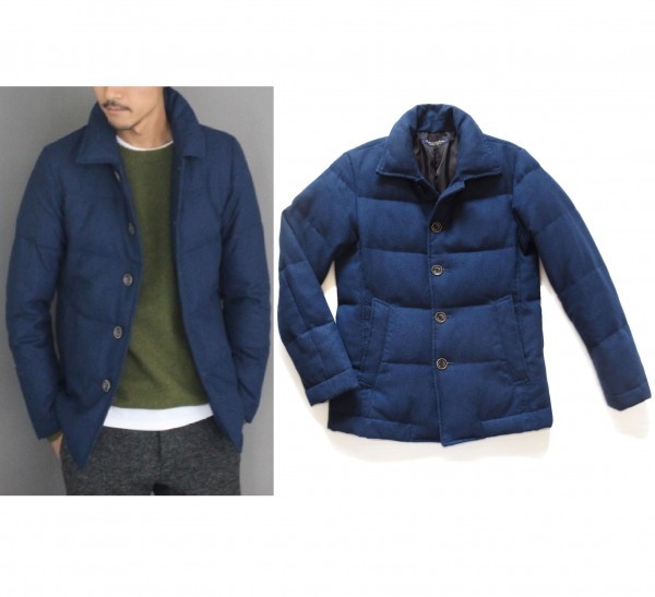 ジャーナルスタンダード トリコロール ライン ウール フラノ ダウンジャケット ネイビー拍卖