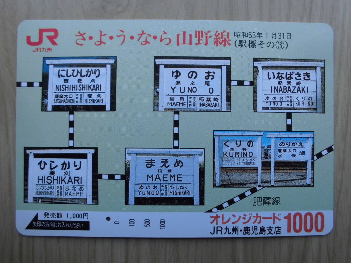 JR九 オレカ 使用済 山野線 駅標 肥薩線 1穴 【送料無料】拍卖
