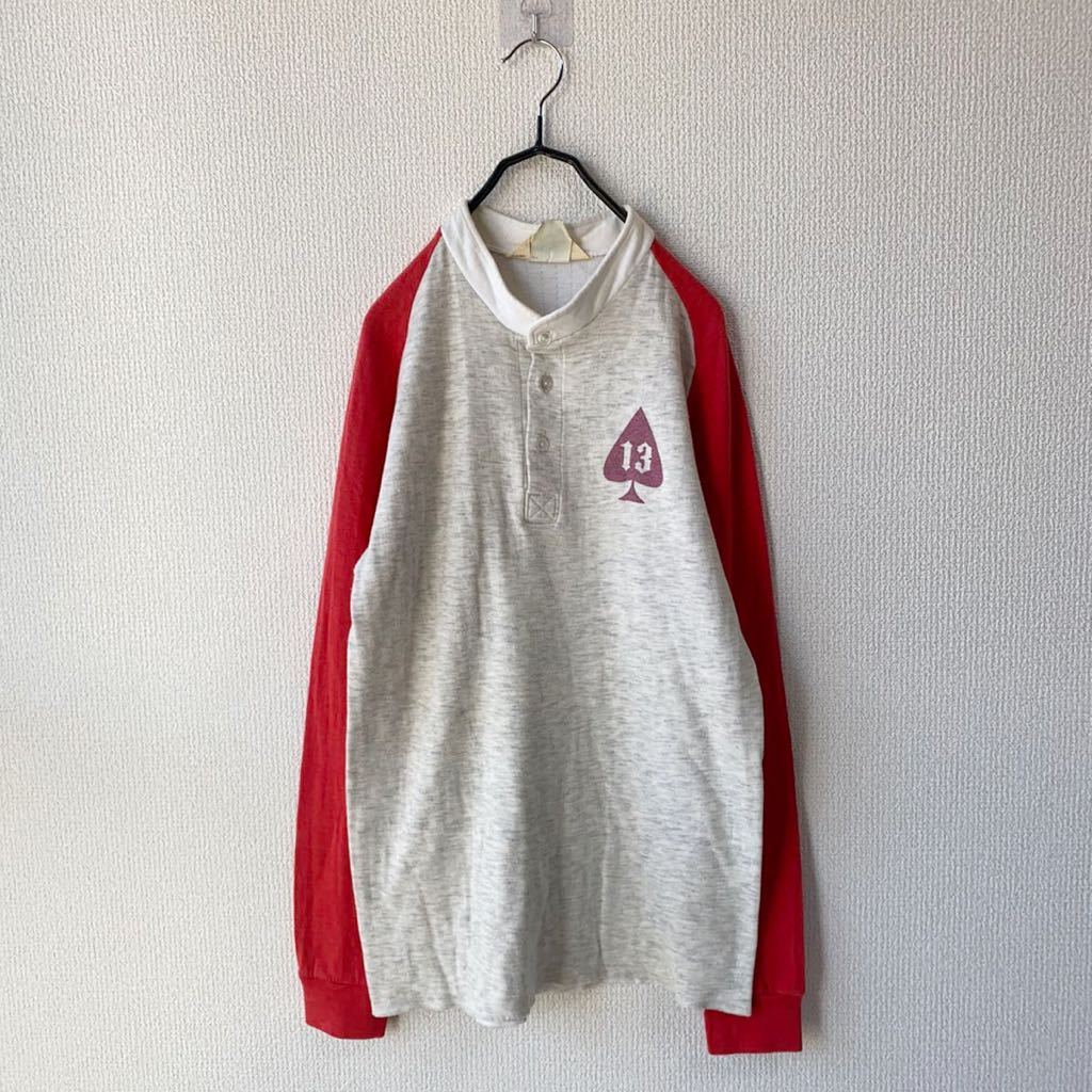 80s STJOHN'SBAY ヘンリーネック 長袖 Tシャツ L USA製 アンダーウェア ビンテージ拍卖