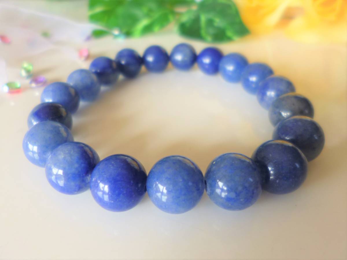 ☆優しい思いやりの石☆頭脳促進☆コミニュケーション円滑☆精神安定☆自己表現アップ☆ ☆ブルークォーツ☆ ☆10mm☆ ☆16cm☆拍卖