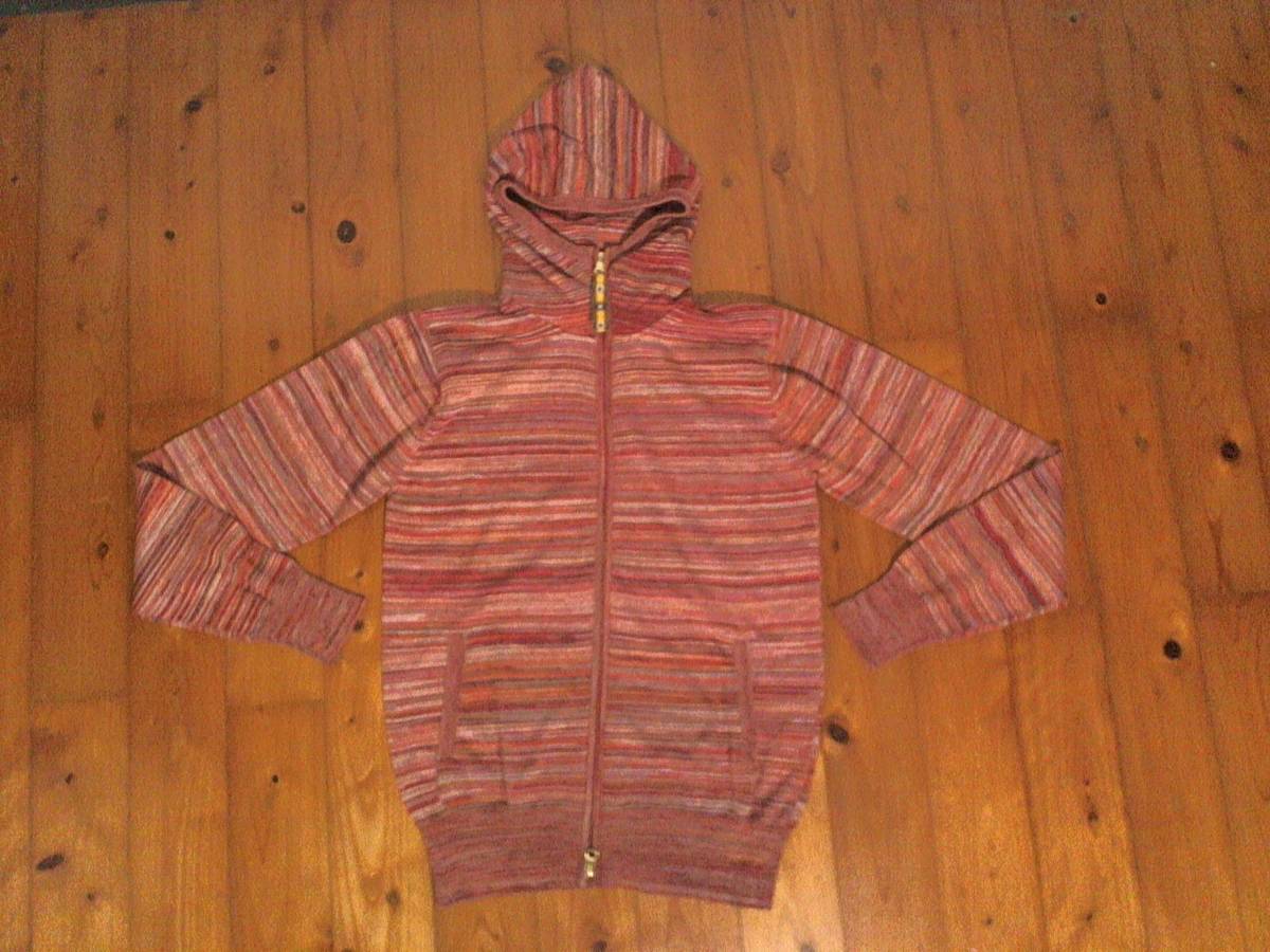 ☆ブルホーン【BULL HORN】コットンニット ジップアップ パーカー ジャケット ジャンパー S 赤 オレンジ 茶拍卖