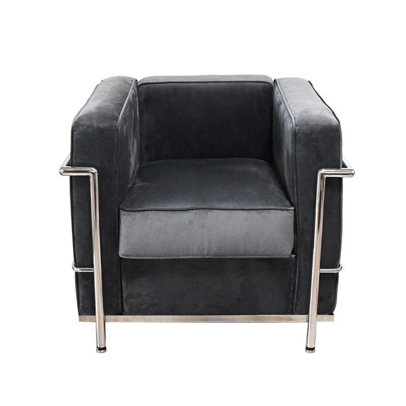 ル・コルビジェ LC2 1P 色グレー ベルベット仕様 ソファ・ソファベッド 1人掛けソファ sofa 椅子 インテリア デザイン拍卖