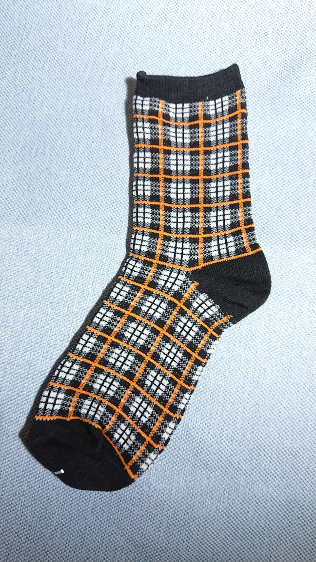 クルーソックス チェック柄 ブラック 23~25cm U26667-443拍卖