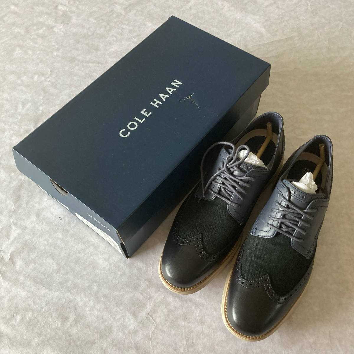 新品半額 COLE HAAN コールハーン オリジナルグランド ウィングチップ オックスフォード 10M 27.5cm オンブル ブルー レザー デニム拍卖