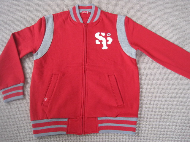 スウェット・スタジャン・ジャンバー・ブルゾン・M・赤・裏起毛・男女兼用拍卖