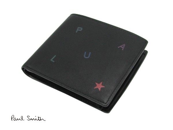 ★新品 ポールスミス 2つ折財布 黒 ブラック レターズ Paul Smith★331拍卖
