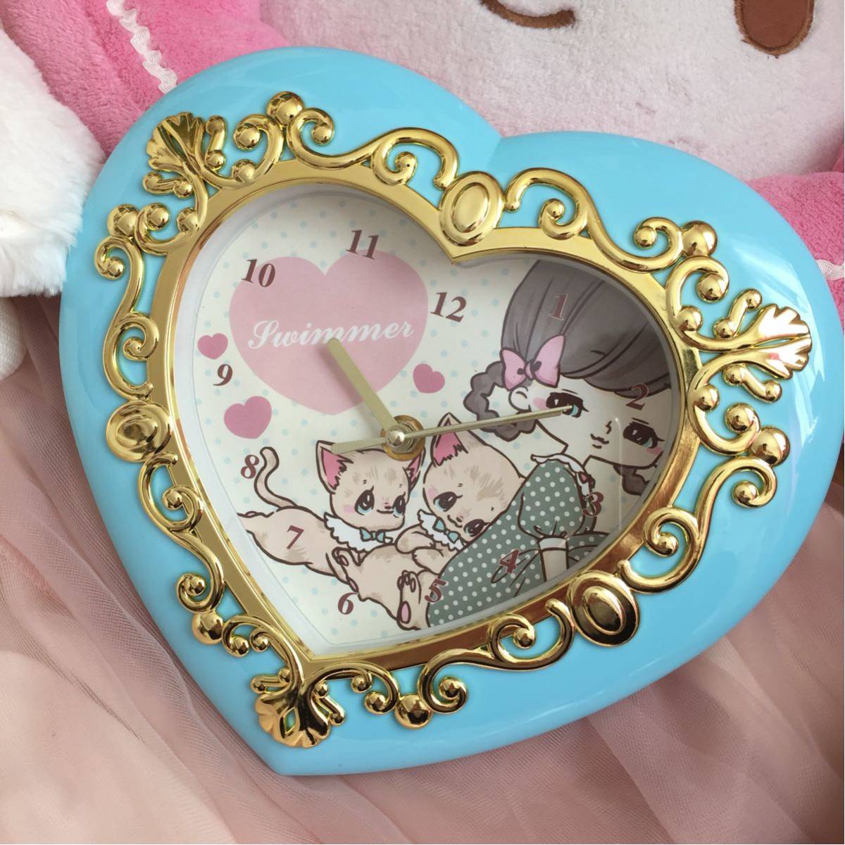 SWIMMER★スイマー★大きなハートクロック ミント 壁掛け時計 ゆめかわいい雑貨 プレゼントに最適 R311拍卖