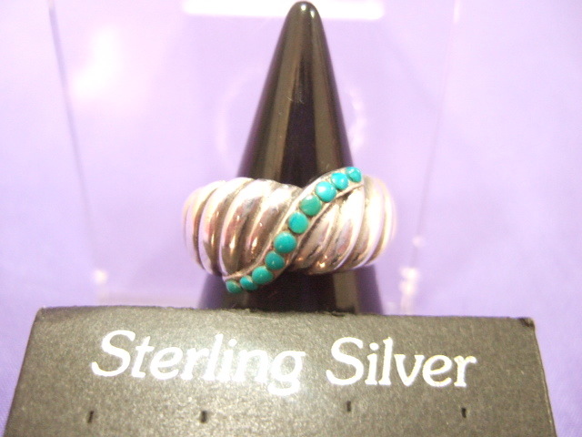 横浜最新 シルバー 925SILVER銀♪魅惑のターコイズ風 デザインリング 6~8号 送料220円ξgRξ ξb指輪37z拍卖