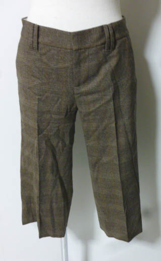 BANANA REPUBLIC0ハーフパンツ ウール混 茶系グレー系チェック柄拍卖