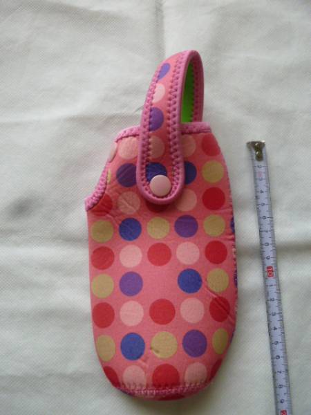 ★★水玉柄 500ml用ペットボトル入れ (ピンク×黄緑)D83拍卖