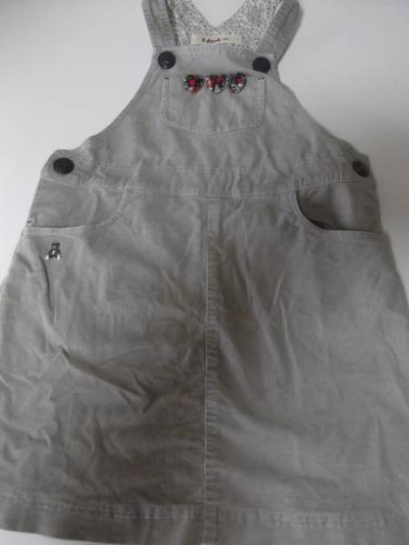 ★美品 ファミリア コーデュロイ ジャンパースカート 花 アップリケ ワンピース 120拍卖