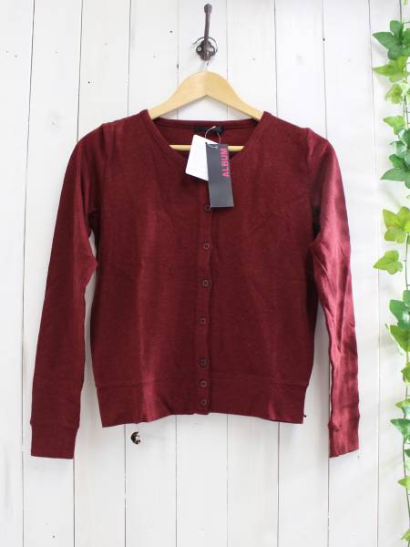 新品*ALBUM*ウール混やわらかカーディガン M赤*拍卖