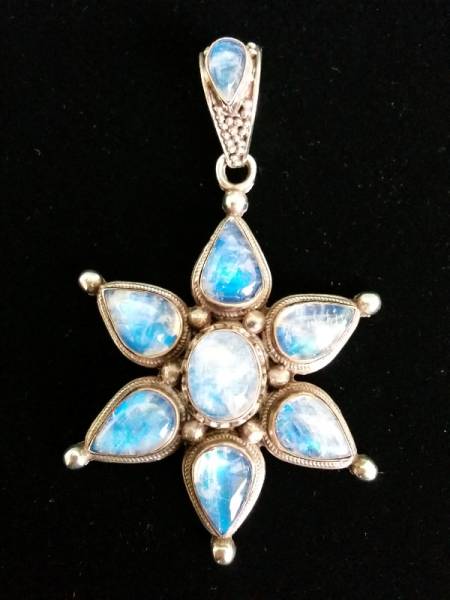 ★レインボームーンストンSV925 ネックレストップ天然石★新品拍卖