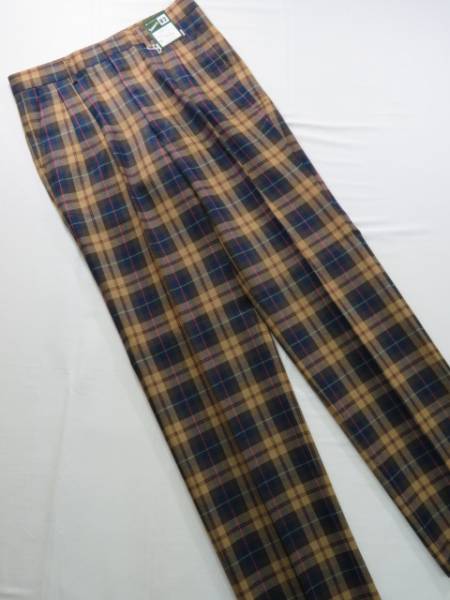 ★☆ 82 ツータック パンツ 新品 秋冬 茶格子 日本製☆★拍卖