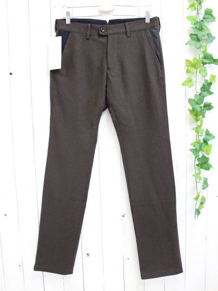 新品*BOYCOTT ボイコット*ウール混 切替スラックスパンツ*LL拍卖