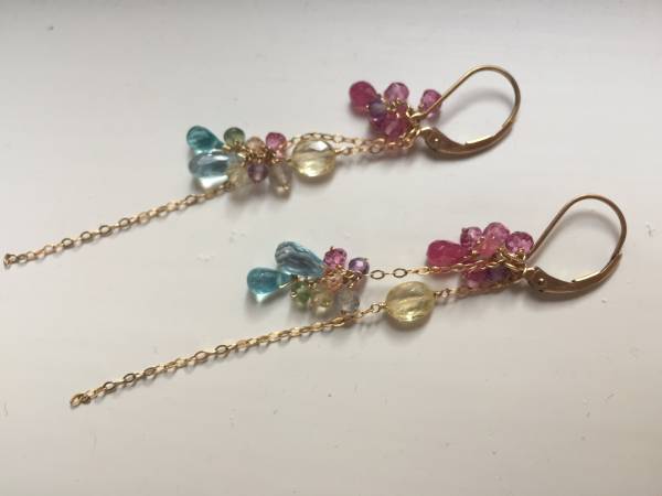 天然石 お花ピアス チャーム 付け替え 14kgf パステルカラー トパーズ ルビー アパタイト ベリル拍卖