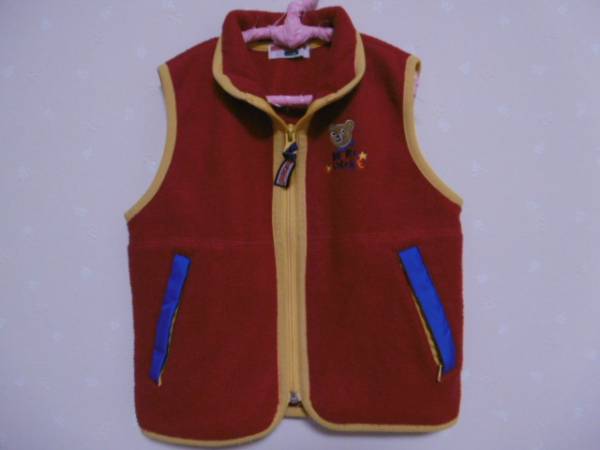 Ω ミキハウス Ω★100㎝★ 可愛いフリースベスト ■赤■拍卖