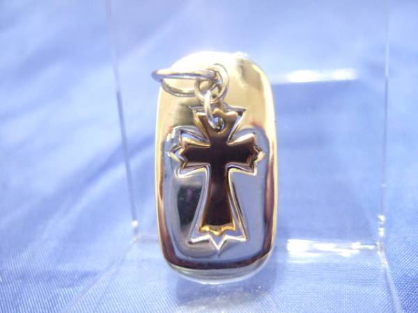 横浜最新 SILVER925抜きプレートクロス♪金色十字8g 送料220円ξgtξ ξ2s拍卖