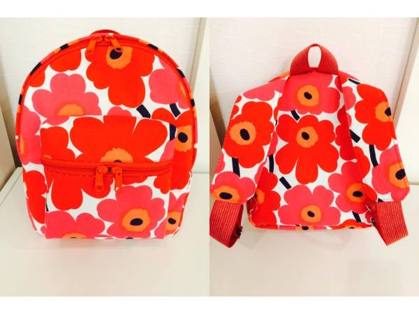 ハンドメイド☆マリメッコ生地☆子供用リュックサック・赤拍卖