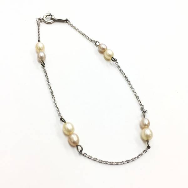 【腕輪】約20cm ブレスレット シルバー製 SILVER パール 繊細 細身 銀拍卖