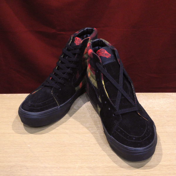 新品 VANS バンズ US限定 SK8-Hi スケートハイ スエード レザー ネルチェック ブラックソール 黒 28cm 未使用拍卖