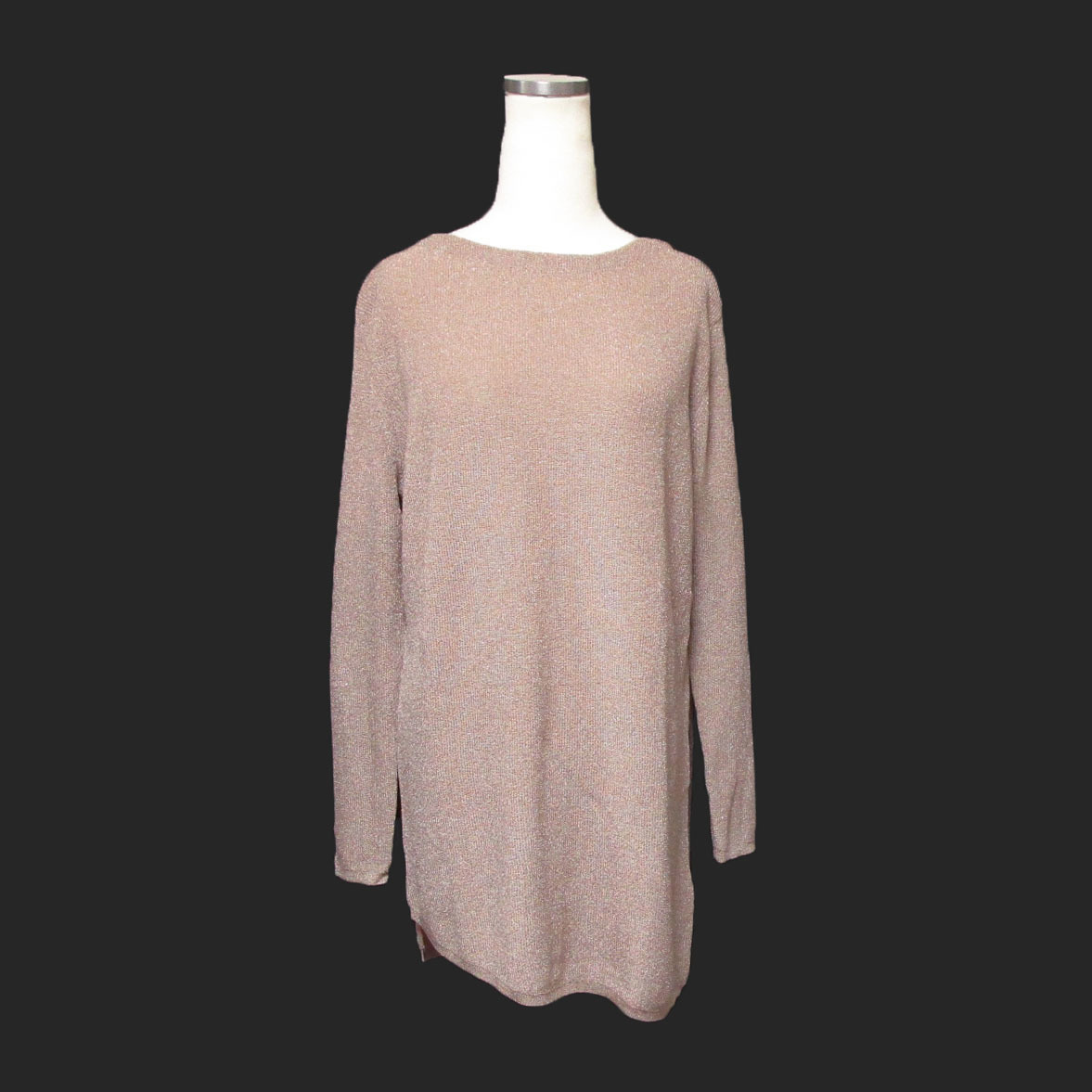 ★SALE★ZARA/ザラ★ラメクルーネック8分袖セーター (Beige/Gold/L)拍卖