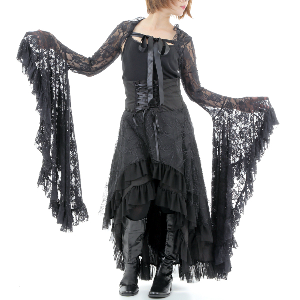 ボレロ カーディガン 姫袖 レース ショート丈 黒 v系 ロック モード ゴシック V系 ゴスロリ モード パンク ダンス ステージ バンド拍卖