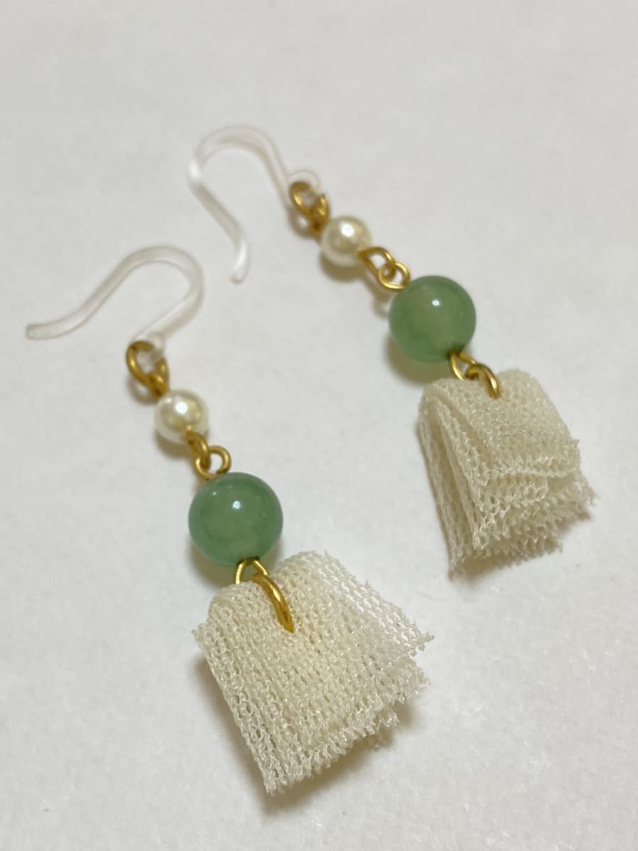 ハンドメイド★半貴石とレースの ピアス(247)拍卖